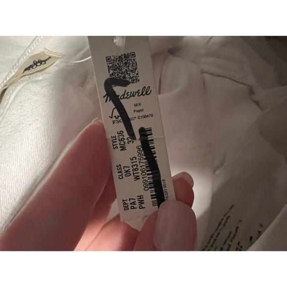 NWT Madewell Women's Straight Leg Stovepipe Denim Jeans Pure White Size 32 - Picture 9 of 12